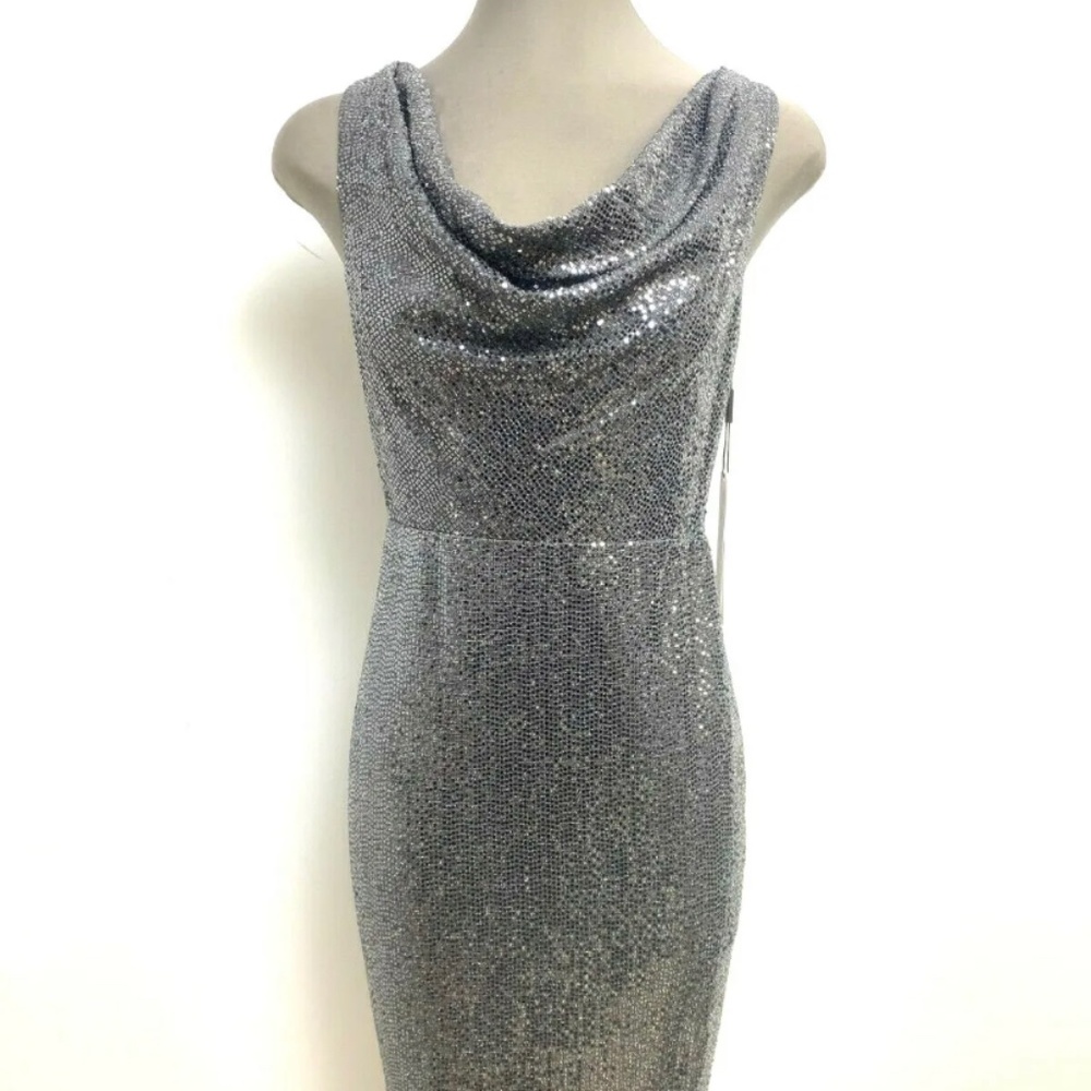 Calvin Klein NWT Sequin Silver Cocktail Party Sheath Dress size 6